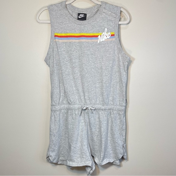 Nike Grey Sleeveless Cotton Striped Romper Size Womens Medium Retail $65 - Picture 3 of 9